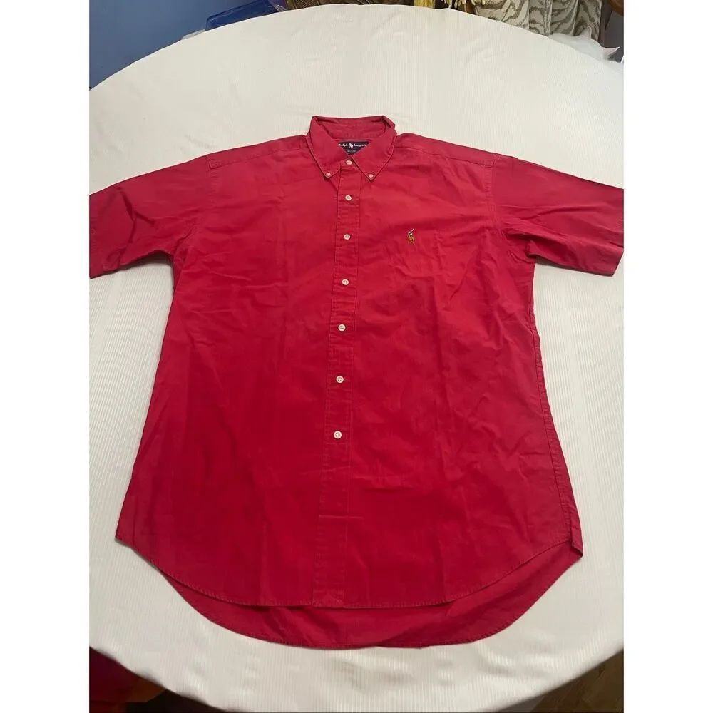 Ralph Lauren Blake Men’s Red Vintage Short Sleeve Button Down Shirt Size Large